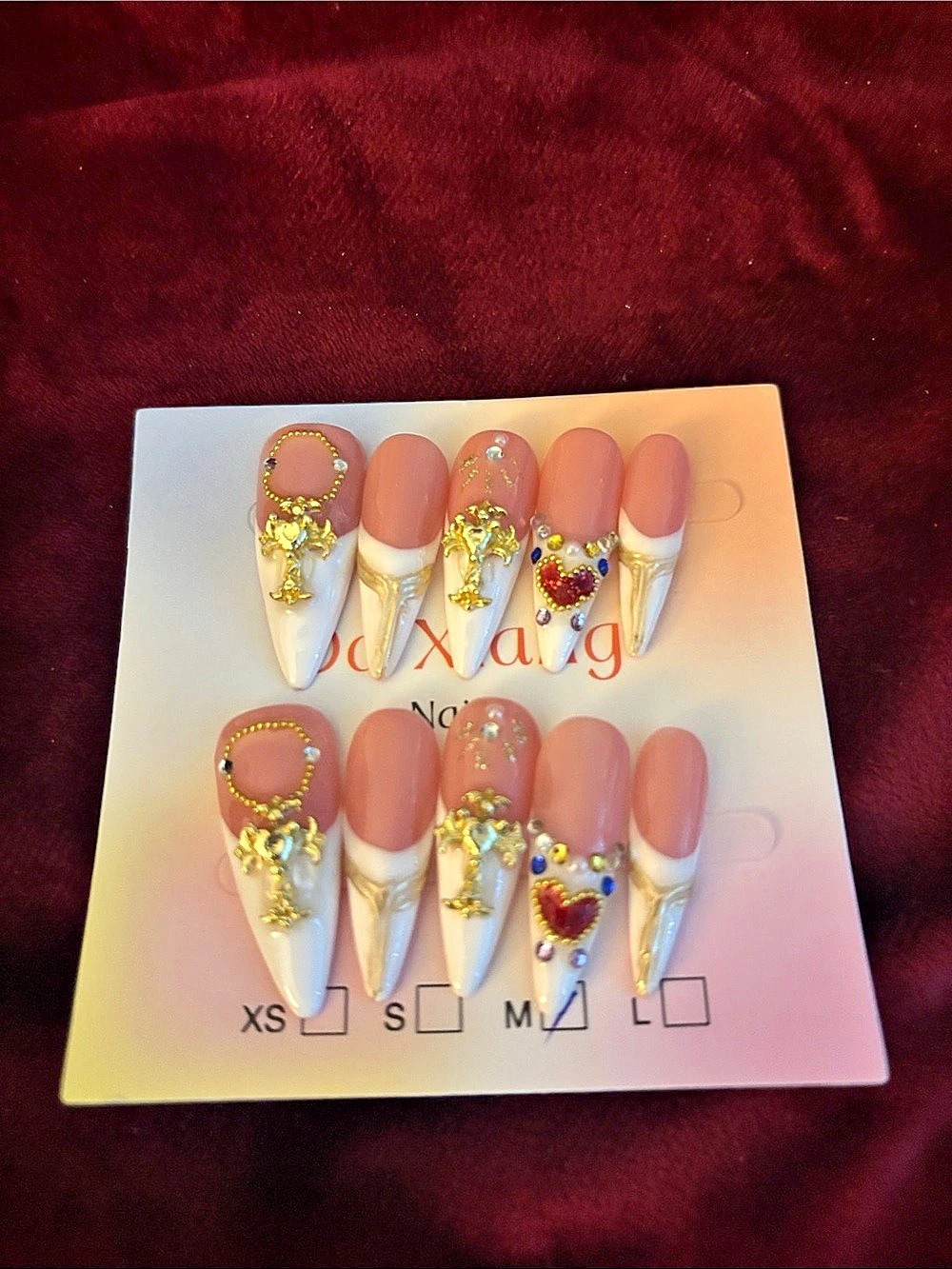 Pink Gold Embellished Press-On Nails NWT